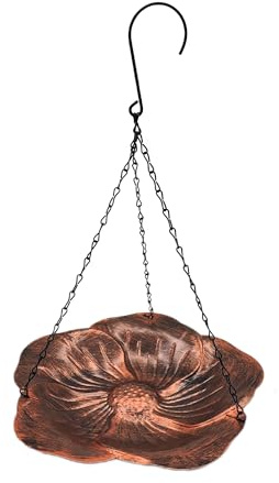 LIANCHEN Gusseisen Vogelbad für Garten Vobelbecken Vogeltränke zum Aufhängen Groß Futterstation für Wildvögel Vogelfutterspender Metall Hängendes Vogelbad Wassertränke für Vögel, Balkon (Bronze)
