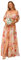 Ever-Pretty Vestito da Cerimonia Donna dalla Spalla Linea ad A Chiffon con Spacco con Volantes Stile Impero Lungo Verde eucalipto Stampato Pesca 40