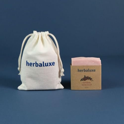 Herbaluxe Natural Handmade Rose Bar Soap – Hydrating & Brightening Body Soap | Gentle Cleansing, Moisturizing Skincare with Floral Aroma