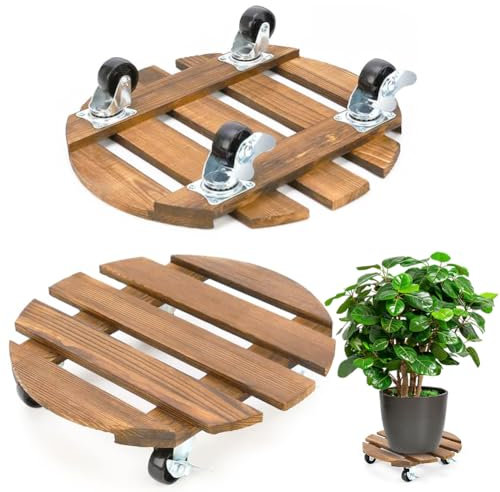 Lot de 2 planches à roulettes pour plantes d'extérieur - Résistantes aux intempéries - 30 cm - Rondes - Soucoupe avec roulettes - Capacité de charge de 100 kg - Pour l'intérieur et l'extérieur