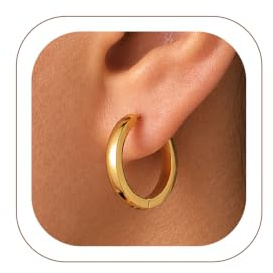 U7 Huggie Creolen für Damen Herren mini Hoop Ohrringe 8/10 / 12/14 /16 mm Chunky kleine Kreolen Edelstahl Ohrschmuck Accessoire
