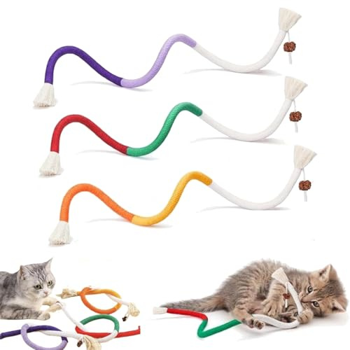 Celery Pets Cat Chew Rope, Cotton Chew Rope Toys for Cats, Catnip-Infused Organic Cotton Chew Rope Toys 𝐟𝐨𝐫 Cats, 𝐟𝐨𝐫 All Breeds 28 Inches String (3pcs)