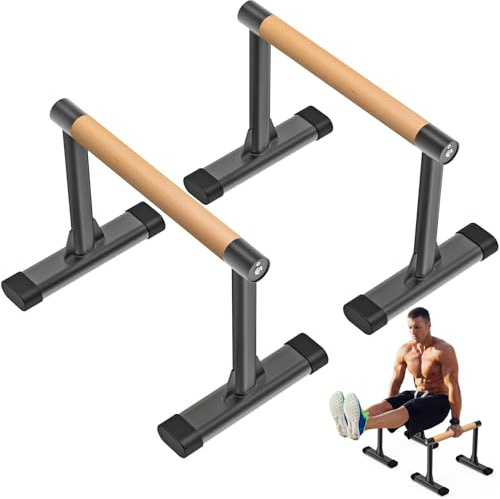 Kipika Parallettes Bars, Push-Up-Bars und Dip-Bar mit komfortablen, dicken Griffen, wackelfreie Fitnessgeräte für Handstand, L-Sit, Gymnastik und Krafttraining, 600 lbs Tragkraft, 12 Höhe