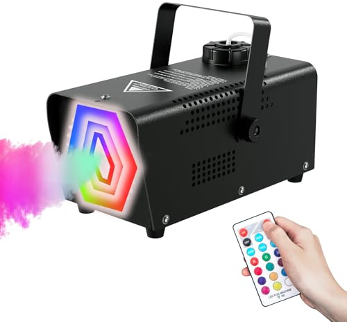 IMONE Nebelmaschine, 500 W, 2000 CFM, 2 gruselige Lichtabdeckungen, Rauchmaschine mit 72 LEDs mit 12 Lichtfarben, kabellose Fernbedienungen, für Halloween, Hochzeit, Partys, DJ-Bühne, Innen- und