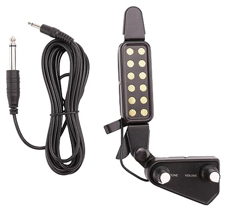 Qusedwey 12 Hole Acoustic Guitar Pickup Soundhole Pickup Magnetic Transducer Fader Audio Cable Guitar Parts and Accessories