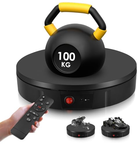 Base Giratorio Eléctrico 30CM, Carga de 100KG y Recargable Plato Giratorio para Fotografía, Dirección y Velocidad de 360° Ajustable Automática Plataforma Giratoria para Exhibir/Presentar Mercancía