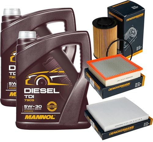EISENFELS Inspektionspaket enthält 10 Liter Motoröl Diesel TDI 5W-30 Ölfilter Luftfilter Innenraumfilter kompatibel mit Grand Cherokee IV WK WK2 3.0 CRD V6 4x4