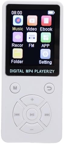 Yctze Portable MP3 Music Player .8 Inch Screen Hi-Fi Sound With 5 Hours Playback for Running Jogging Cycling - Compact and Stylish (White)