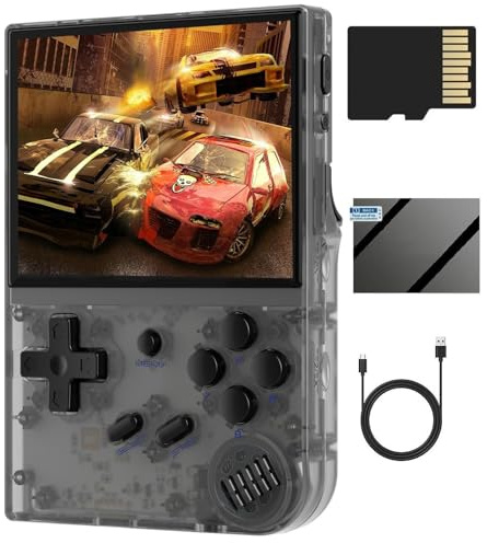 RG35XX Retro-Handheld-Spielkonsole, 8,9 cm IPS-Bildschirm, Linux-System, integrierte 64 G TF-Karte, über 5000 Spiele (schwarz)