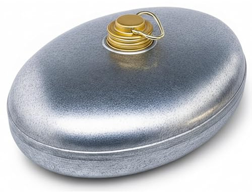Wärmflasche 3 Liter Zink Metallwärmflasche Silber Groß Bettflasche Retro | BURI, Made in Germany, langlebig, auslaufsicher, Wärmebehandlung, Schmerzlinderung, robustes Metall, leicht befüllbar