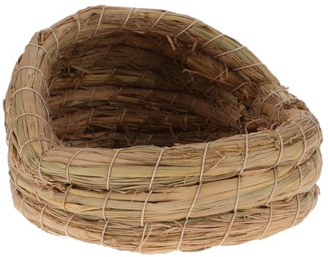 FOMIYES Nid pour Oiseaux de Compagnie en Paille Tressée, Poulailler Pondeur Naturel, 15 Cm, Lit de Couchage Artisanal pour Poules, Basse-Cour et Petits Volatiles
