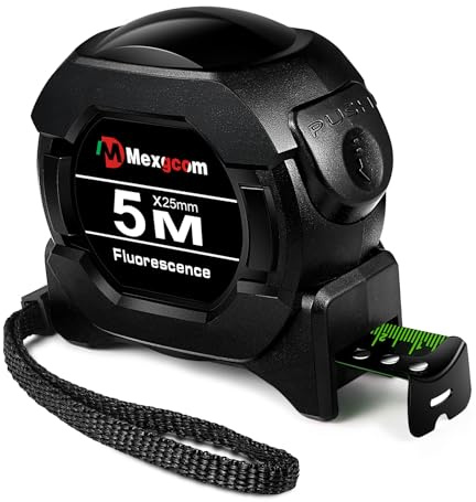 WGIDSKKI Nastro Automatico da 5 m, Auto Lock Tape Metro a Nastro Anticaduta con Rivestimento in Gomma Antiurto, Nastro in Acciaio Fluorescente per una Varietà di Compiti di Misurazione
