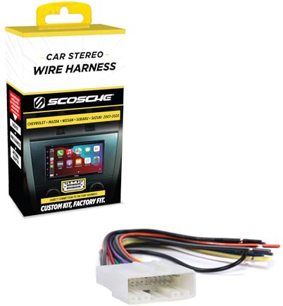 Scosche NN04B Aftermarket Radio Wiring Harness for Select 2007-20 Chevy, Mazda, Nissan, Subaru and Suzuki Vehicles - Car Stereo Wire Harness - Check Vehicle List and Notes in Images for Your Model