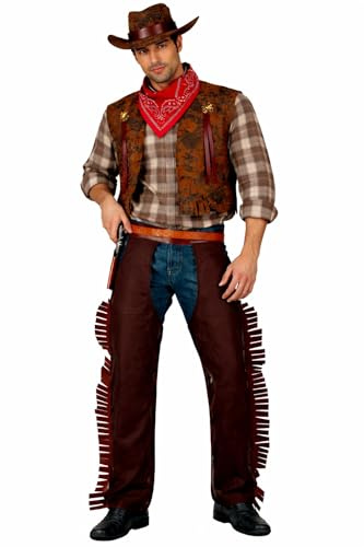 Wicked Costumes Mens Cowboy Fancy Dress Costume – Western Outfit Sheriff Rodeo Party Costume - Medium