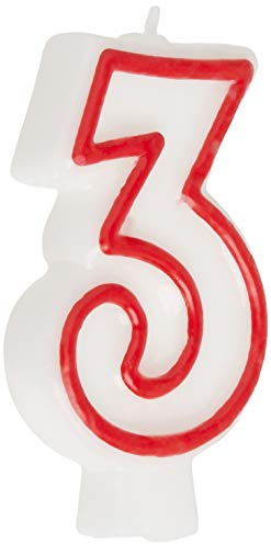 Number 3 Classic Birthday Candle (13cm) 1 Count - Perfect Celebration Candle for Any Events