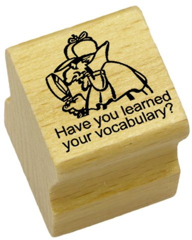 Elbi Lehrerstempel: Englischstempel: Have you learned your vokabulary? aus Holz - K40/5