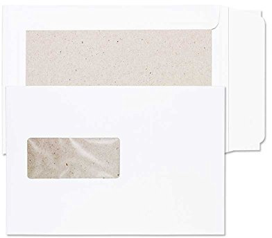 Blake Purely Packaging 51901W Versandtasche Mit Papprückwand Haftklebung Mit Fenster Weiß C5 229 x 162 mm - 120g/m² | 125 Stück