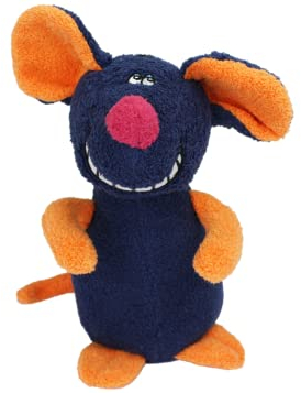 Multipet Deedle Dude 8-Inch Singing Mouse Plush Dog Toy, Blue