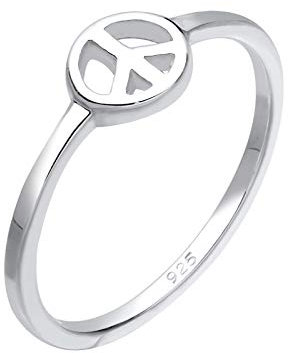 Elli Ring Damen Statement Peace Symbol in 925 Sterling Silber Vergoldet