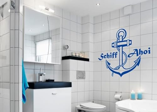 Wandtattooladen Wandtattoo - Schiff Ahoi Anker Größe:90x75cm Farbe: Schablone