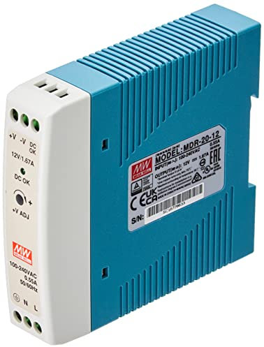 Din-Rail Fuente de alimentación 20W 12V 1,67A ; MW MEAN WELL, MDR-20-12