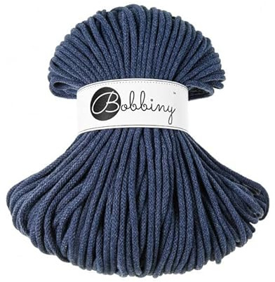 Bobbiny Makramee-Schnur, geflochten, 5 mm, 100 % recycelte Baumwolle (Jeans), 50 m