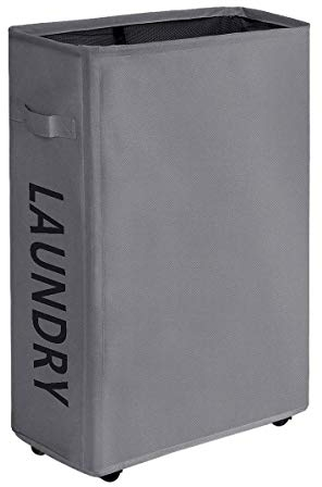 WOWLIVE Slim Laundry Basket Small Washing Basket Foldable Laundry Hamper Collapsible Laundry Bag Narrow Laundry Bin with Wheels