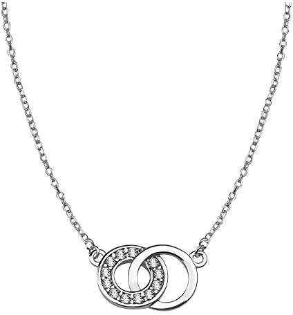 Sofia Milani - Damen Halskette 925 Silber - mit Zirkonia Steinen - Kreiser Ring Anhänger - 50027