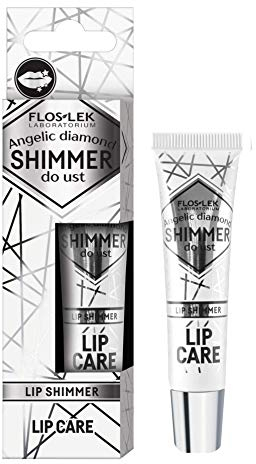 FLOSLEK Lippen-Shimmer Lip-Gloss Angelic Diamond | 10 g | Enthält 7 natürliche Öle, Arganöl & Avocado & Rosmarin | Feuchtigkeitsspendender Glitter Lippenstift mit 3D-Effekt | Glamour Stil