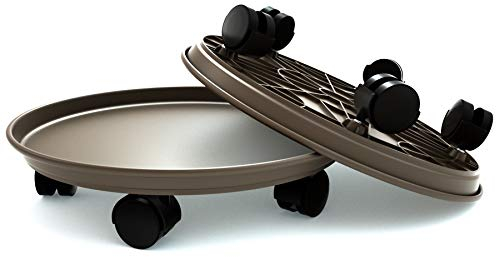 Coadura Lot de 2 Soucoupe Pot Fleur roulettes - Support à roulettes pour Pot De Fleurs Rond pour Pot de Fleurs Rond (Marron, 35,6 cm,Lot de 2)
