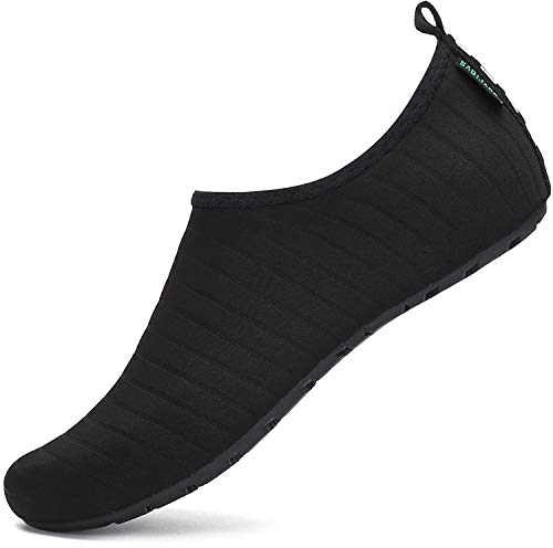 SAGUARO Badeschuhe Wasserschuhe Neoprenschuhe Damen Herren Schwimmschuhe Damen Strandschuhe Surfschuhe Aquaschuhe Barfuß Schuhe, Schwarz 44/45