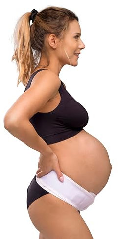 Carriwell Ceinture de Soutien Grossesse | Ceinture de Maternité Réglable avec Fermeture Velcro | Soulage les Douleurs Lombaires & Soutient le Ventre | Discrète sous les Vêtements | L/XL