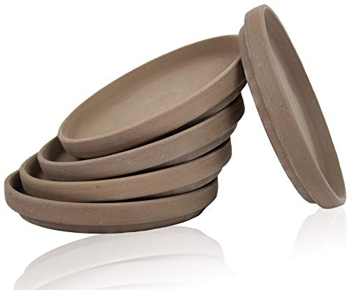 B2S BACK2SEASON Ton Untersetzer 5 Stück Made in Germany Pflanzenteller Teller Terrakotta Übertopf wiederverwendbar rund braun 5er Set (Durchmesser außen 10,8 cm)