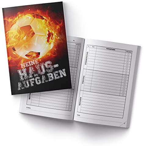 itenga Hausaufgabenheft Fußball Feuer DIN A5 96 Seiten Schulbedarf Meine Hausaufgaben für Gemeinschaftsschule Gymnasium
