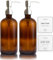 Vine Creations Dispenser di sapone in vetro ambrato, confezione da 2, bottiglie spesse da 473,6 ml, con pompa in acciaio inossidabile antiruggine, barattolo vintage moderno, accessori per bagno e