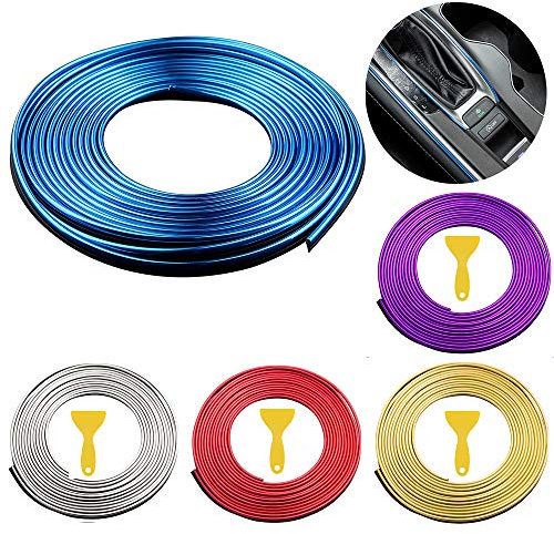 Auto Zierleiste Chrom Zierleisten Trim,5 Meters Auto dekorativer Streifen Auto Innenraum line Auto universal Flexible Strip Trim,für Autos den Innen (blau)
