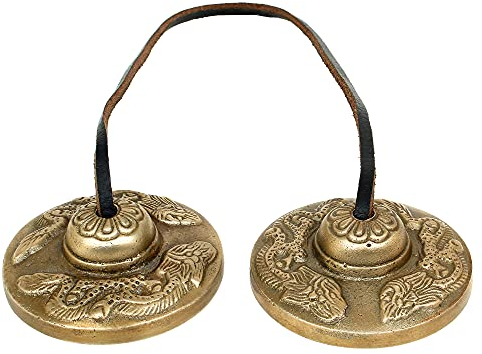 Ajuny Tibetische Tingsha Beckenglocken Buddhistische Meditation Yoga Glocke Geprägt Mit Drachen Manjira Instrument spirituelles Geschenk