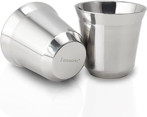 Easyworkz Espressotassen aus Edelstahl, doppelwandig, isoliert, 150ml Demitasse Tassen, 2er-Set, hitzebeständig