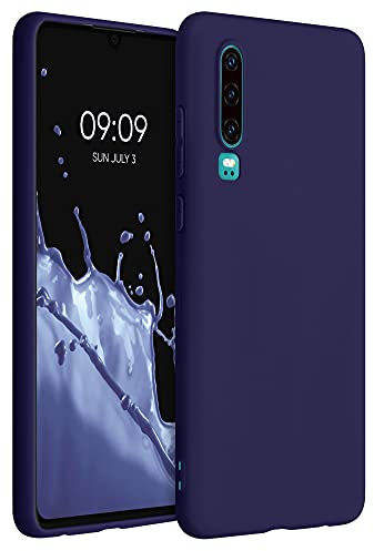 kwmobile Hülle kompatibel mit Huawei P30 Hülle - weiches TPU Silikon Case - Cover geeignet für kabelloses Laden - Deep Ocean
