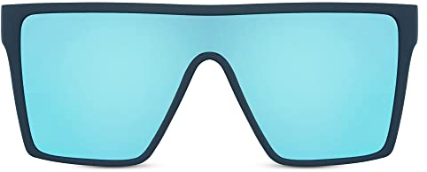Cheapass Sonnenbrille Oversized Shield XXL recycelt blauer Rahmen mit einem blauen verspiegelten einteiligem Objektiv UV400 Schutz Frauen Männer