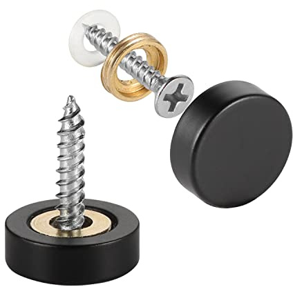Lot de 20 cache-vis (construction en laiton massif), fixations à vis miroir, matériel publicitaire de signalisation, 1,9 cm de diamètre, noir