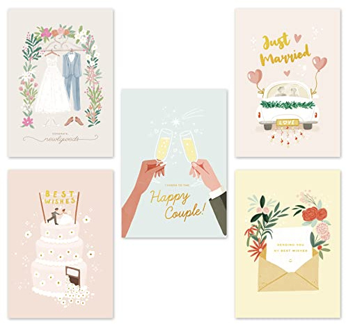 Gooji 5x7 Wedding Greeting Cards with Envelopes (Bulk 10-Pack) Matching Peel-and-Seal Envelopes | Assorted Bulk | Engagement, Blank Notes Box Assorted Stationary Personalized