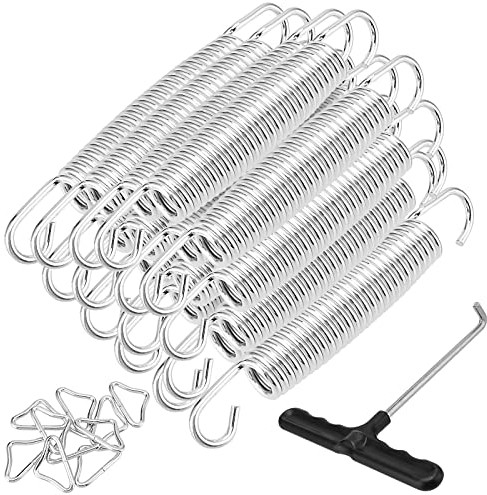 SINJEUN 20 Pack 5.31 Inch Replacement Trampoline Springs, Galvanized Steel Trampoline Springs with Hook Puller, Triangle Buckle Tool for Indoor Outdoor