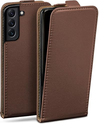 moex Flip Case für Samsung Galaxy S22 Plus Hülle klappbar mit 360 Grad Schutz, Handyhülle mit Displayschutz, PU Leder Handytasche Lederhülle, Flip Case Cover Klapphülle, Dunkelbraun