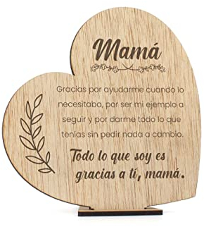 CONTRAXT Tarjeta regalo Dia de la Madre madera. Regalo original Postal cumpleaños, Que regalar a una madre Felicitacion feliz día de la madre.