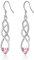 Sterling Silver Drop Earrings for Women Girl, Silver Dangle Earrings with Cubic Zirconia│Twisted Linear Hypoallergenic Earring for Sensitive Ears│Jewellery Gift for Birthday Christmas Pink