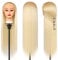 Training Head, 28 inch Mannequin Head,100% Synthetic Fibres Hairdressing Head Hairdresser Training Heads with Free Clamp and DIY Braiding Set (Blonde)