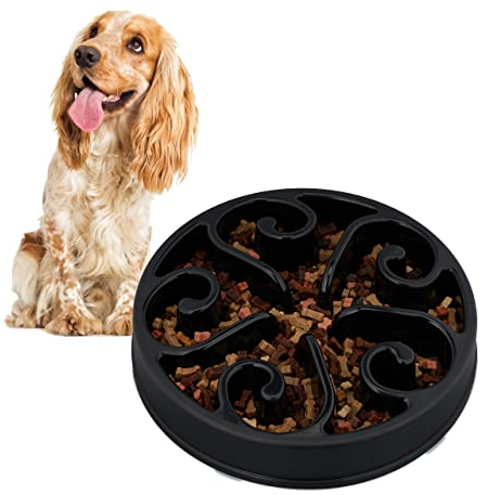 Relaxdays Ciotola Anti-Ingozzamento per Cani, Ø 30 cm, Lenta Assunzione del Cibo, Adatta alla Lavastoviglie, Nero