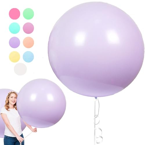 6 Stück Macaron Luftballons, 36 Zoll Lila Luftballons Gross, Riesen Runde Luftballons, Luftballons XXL Groß, Latexballons Gross für Hochzeit Geburtstag TaufeFestival Kinder Party (90cm)