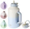 bottlebottle BOTTLE BOTTLE Isolierte Wasserflasche 1,8 l mit Strohhalm und doppeltem Deckel, Sport-Edelstahl-Wasserflasche mit Griff, Vakuum-Edelstahl, für Workout und Sport (grau-blau)
